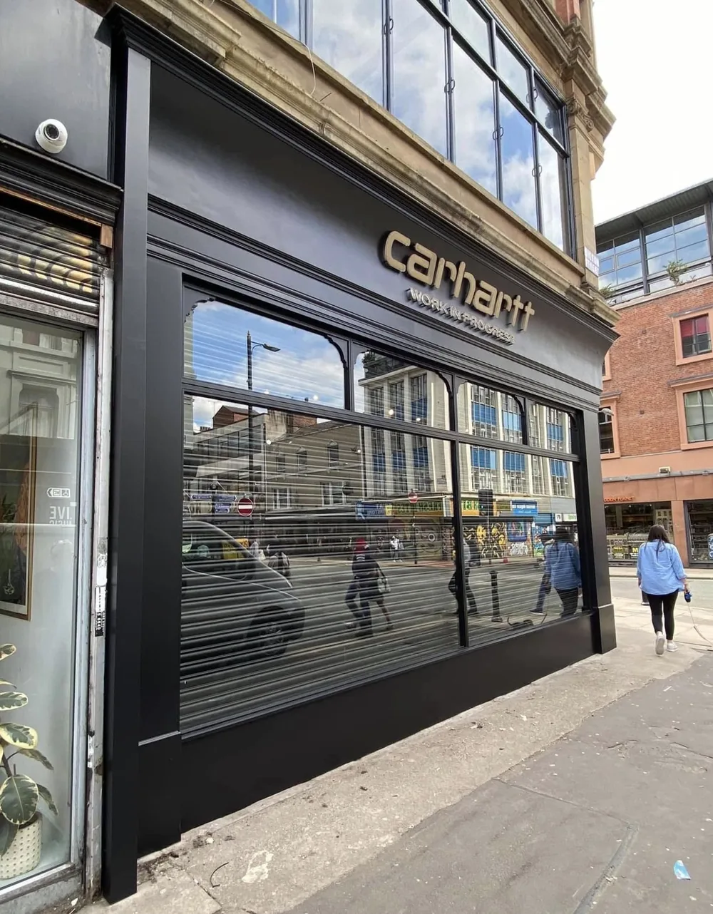 Full shopfront elevation sprayed black satin